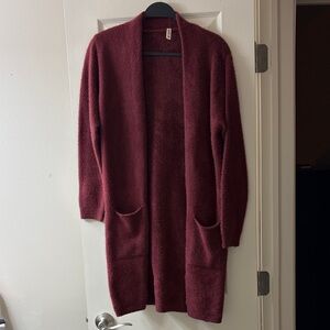 Elegant Maroon Open Front Cardigan